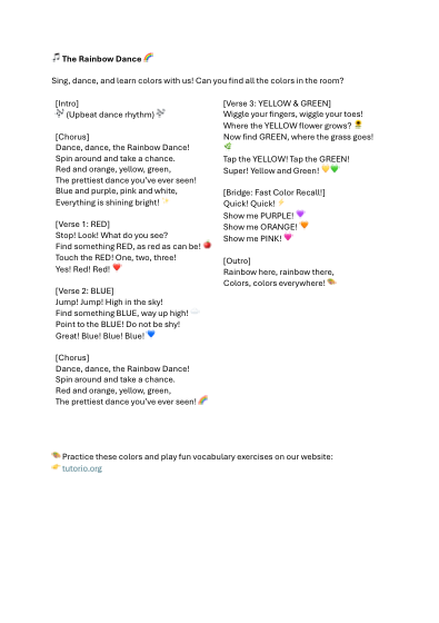 Preview of The Rainbow Dance with lyrics.pdf PDF